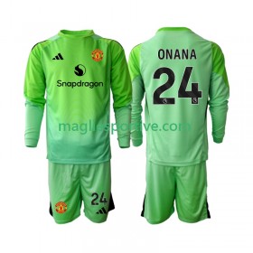 Completo Calcio Manchester United Andre Onana 24 Portiere Bambino Divisa Quarta 2025-2026 ML
